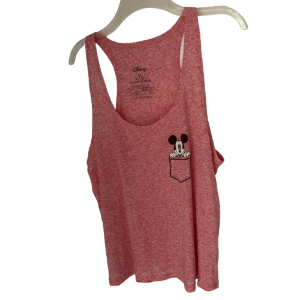Disney Mickey Mouse Pocket Razorback Fitness Workout Gym Activewear Top Size LG.